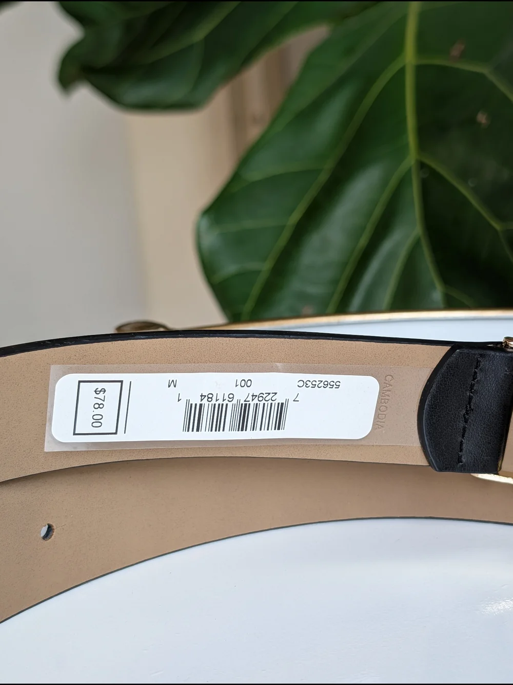 Michael Kors Black Leather Belt with Gold MK Crystal Buckle